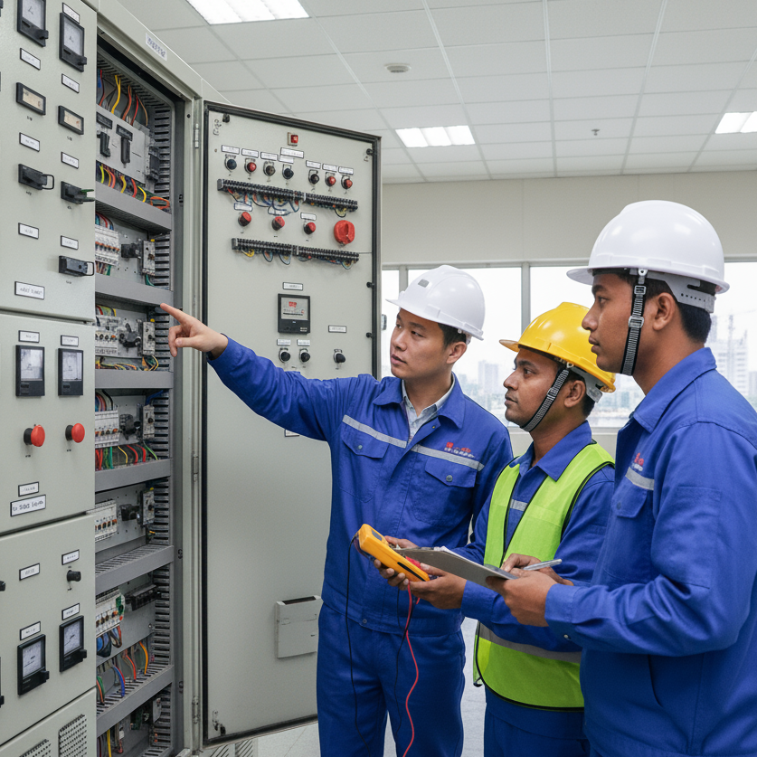Engineering Team Working on Panel